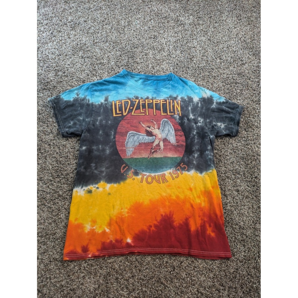 Led Zeppelin 1975 Tour T Shirt, Tie Dye, Licensed 2000s Size Medium